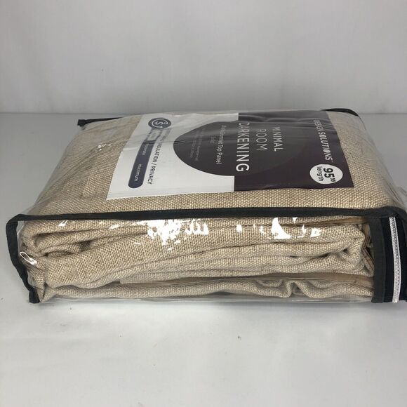 Design Solutions Room Darkening 95” Brielle Curtain Panel Natural Tan 1 Panel - Picture 6 of 12